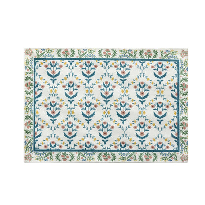 Floraler gewebter Badteppich mit Jacquard-Struktur, saugfähiger Baumwolloberfläche und rutschfester Unterseite Brehn