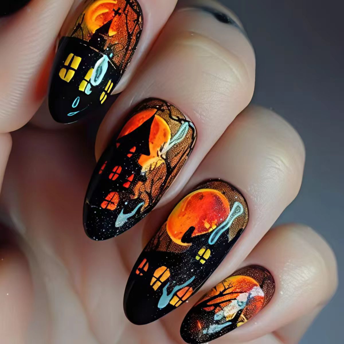 Kunstnägel Im Kreativen Halloween-Design Brehn