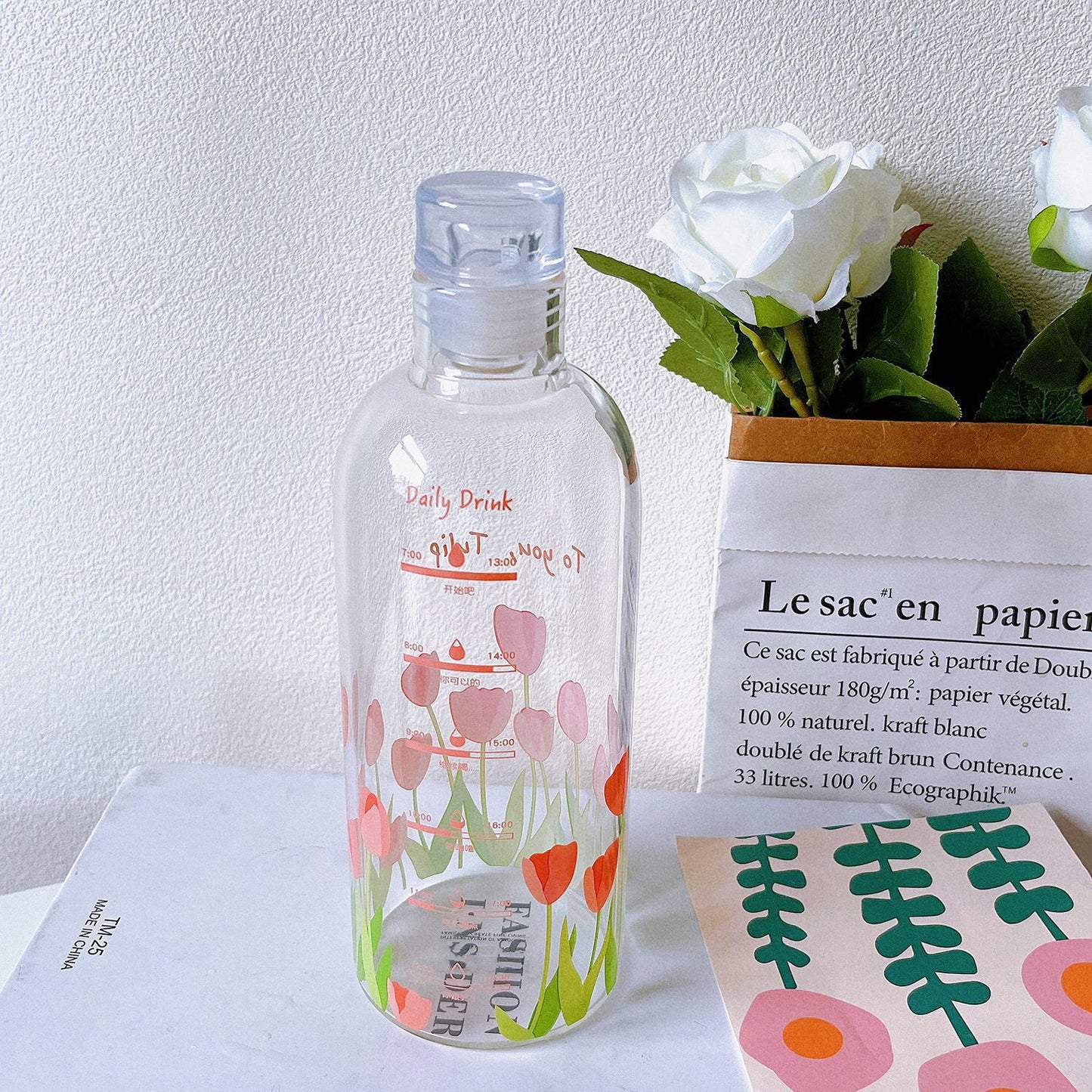 Damen Trinkflasche mit praktischem Zeitmarker Brehn