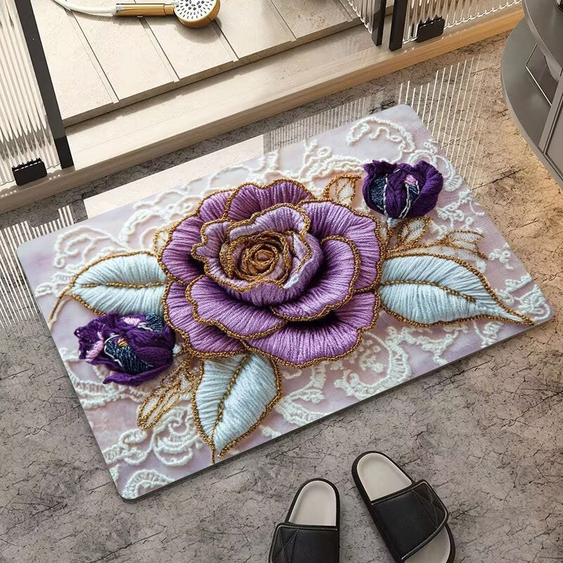 Luxuriöser Bestickter Floraler Teppich Brehn