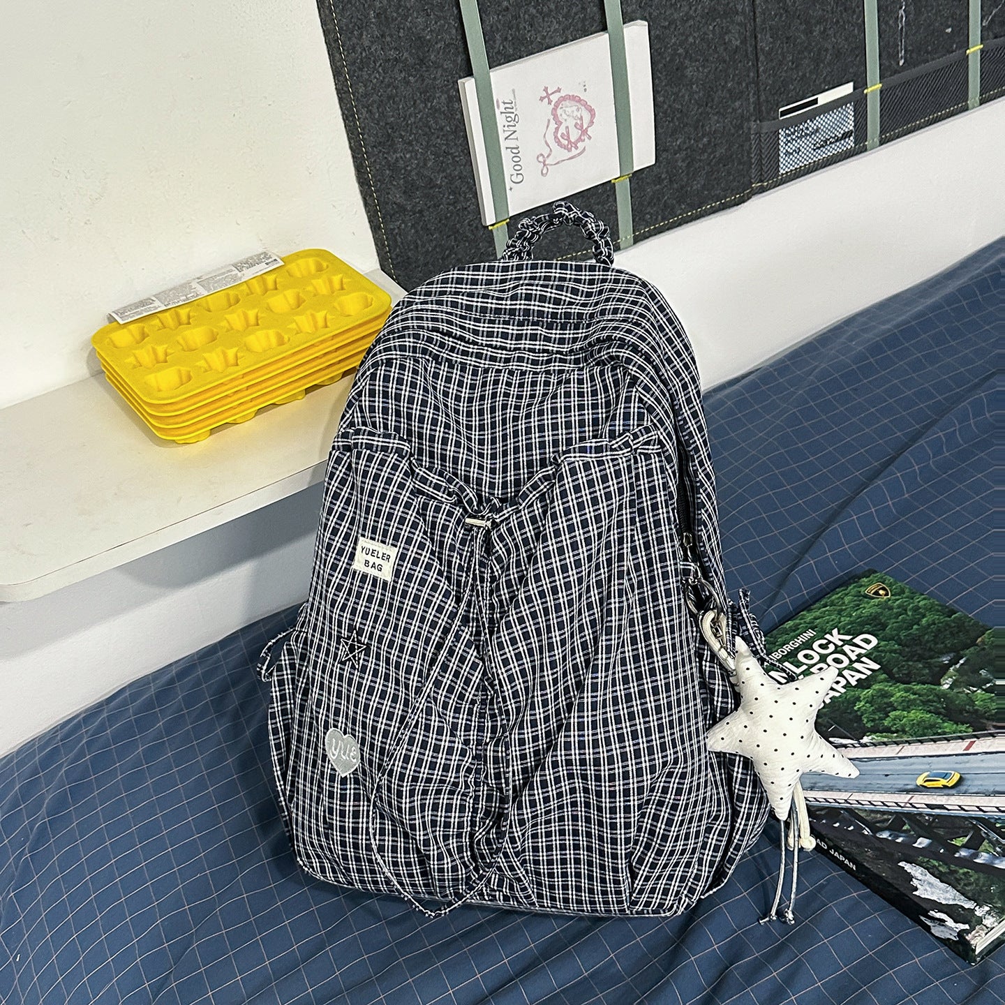Lässiger karierten Muster Schultasche