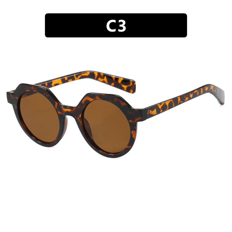 Damen extravagante runde Sonnenbrille mit farblich akzentuiertem Rahmen Brehn