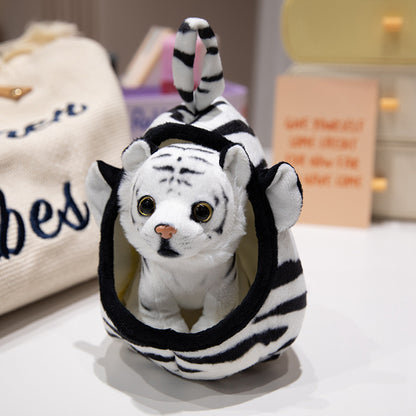 Plüsch Tiger Peekaboo Nest Komforter Spielzeug mit Kapuzen-Tasche und abnehmbarem Cub Brehn