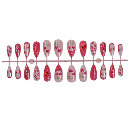 Romantisches Herz-Themen Press-On Nagel Set Brehn