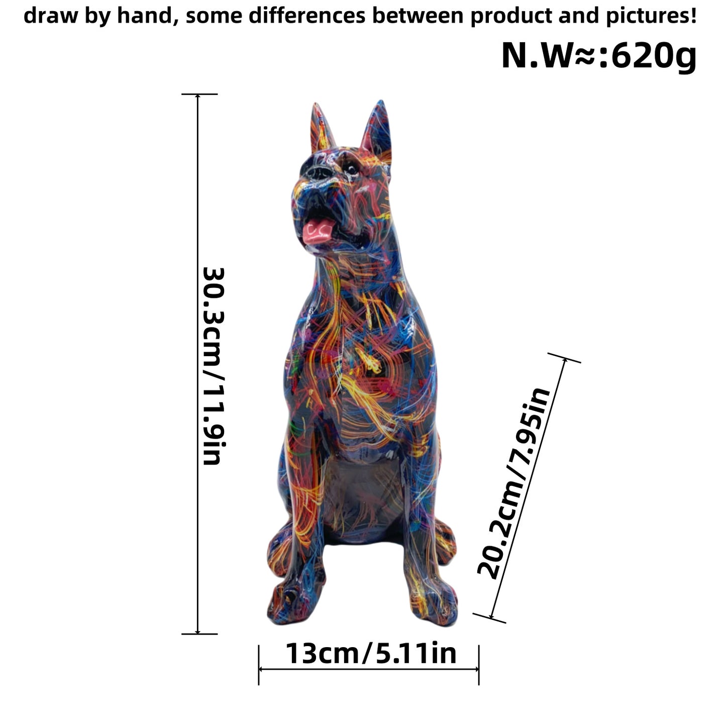 Bunte Dekofigur eines Hundes im modernen Design Brehn