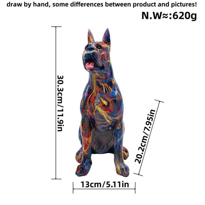 Bunte Dekofigur eines Hundes im modernen Design Brehn