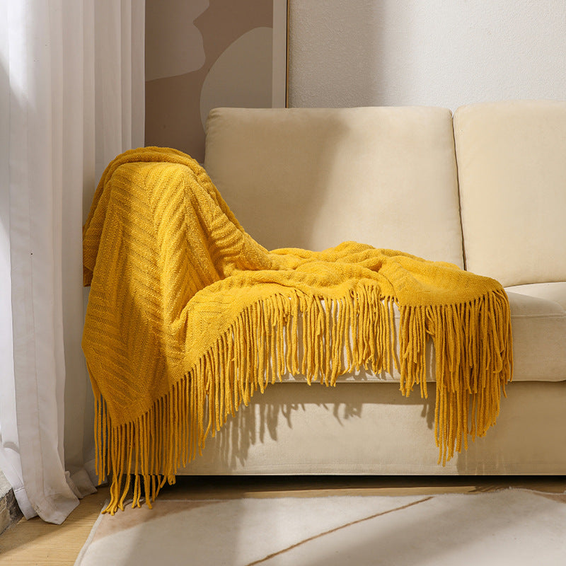 Gemütliche Strickfransen-Decke Brehn