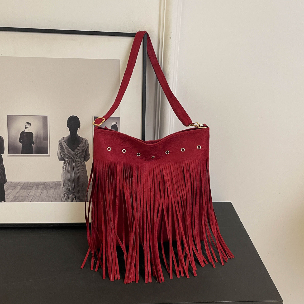 Suede Fringe Schultertasche Brehn