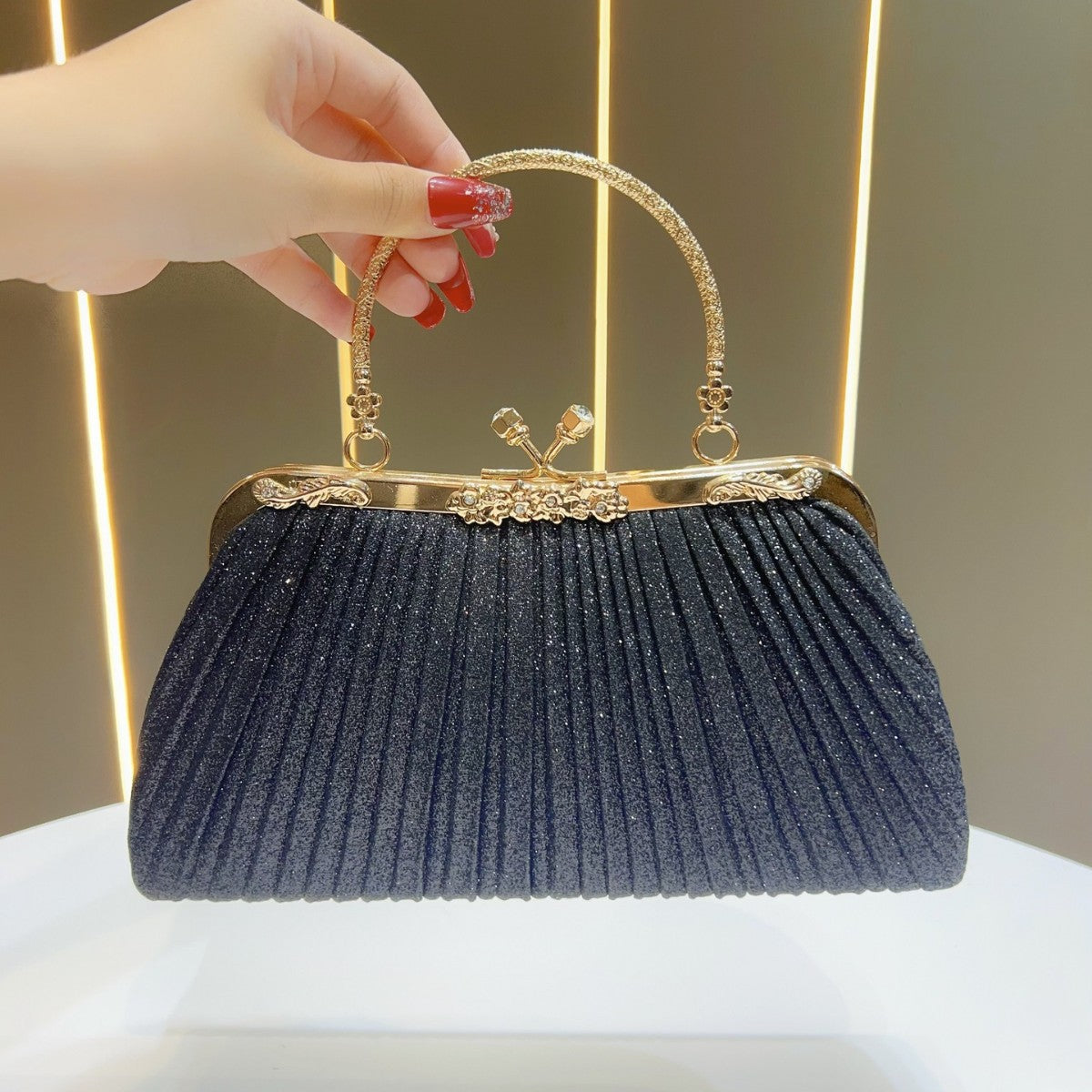 Plissierte Glam Abendhandtasche