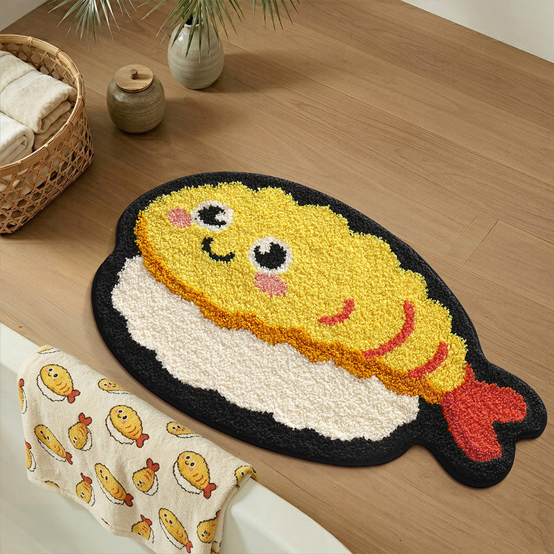 Sushi-förmige Plüsch-Badezimmermatte Brehn