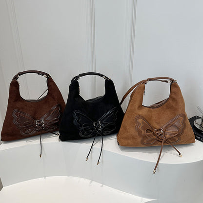 Schmetterling Verzierte Wildleder Hobo-Tasche