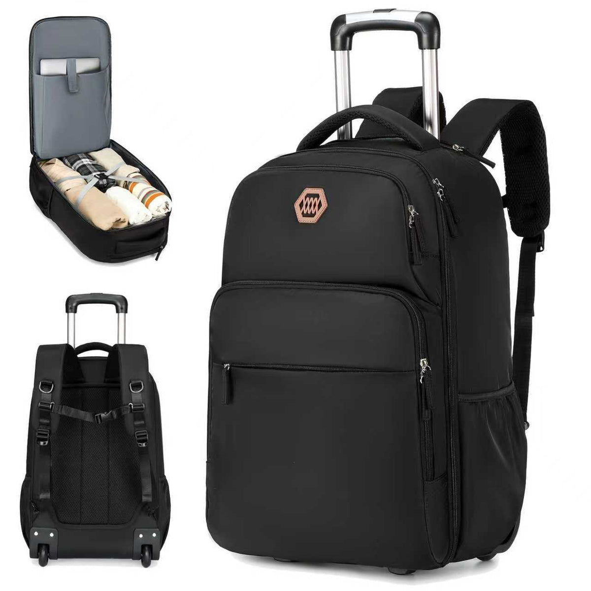 Stilvoller Rollenkoffer-Rucksack