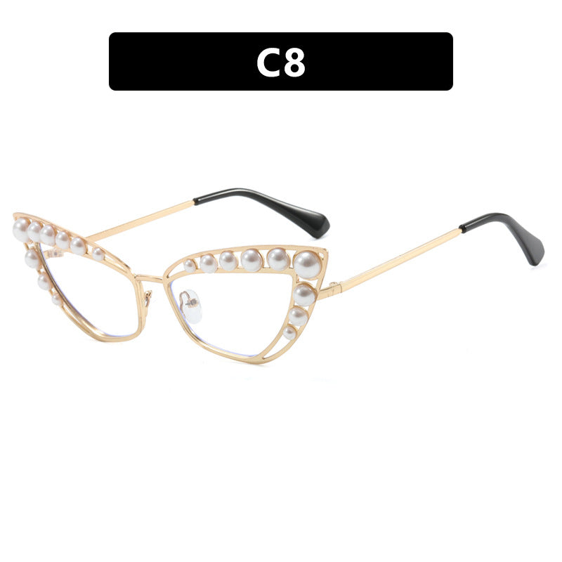 Damen Cat-Eye Sonnenbrille mit exklusivem Perlenspitzen-Rahmen Brehn