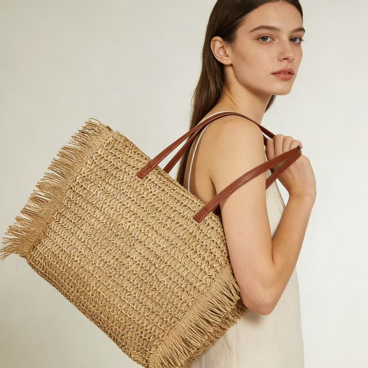 Elegante Raffia Einkaufstasche Brehn