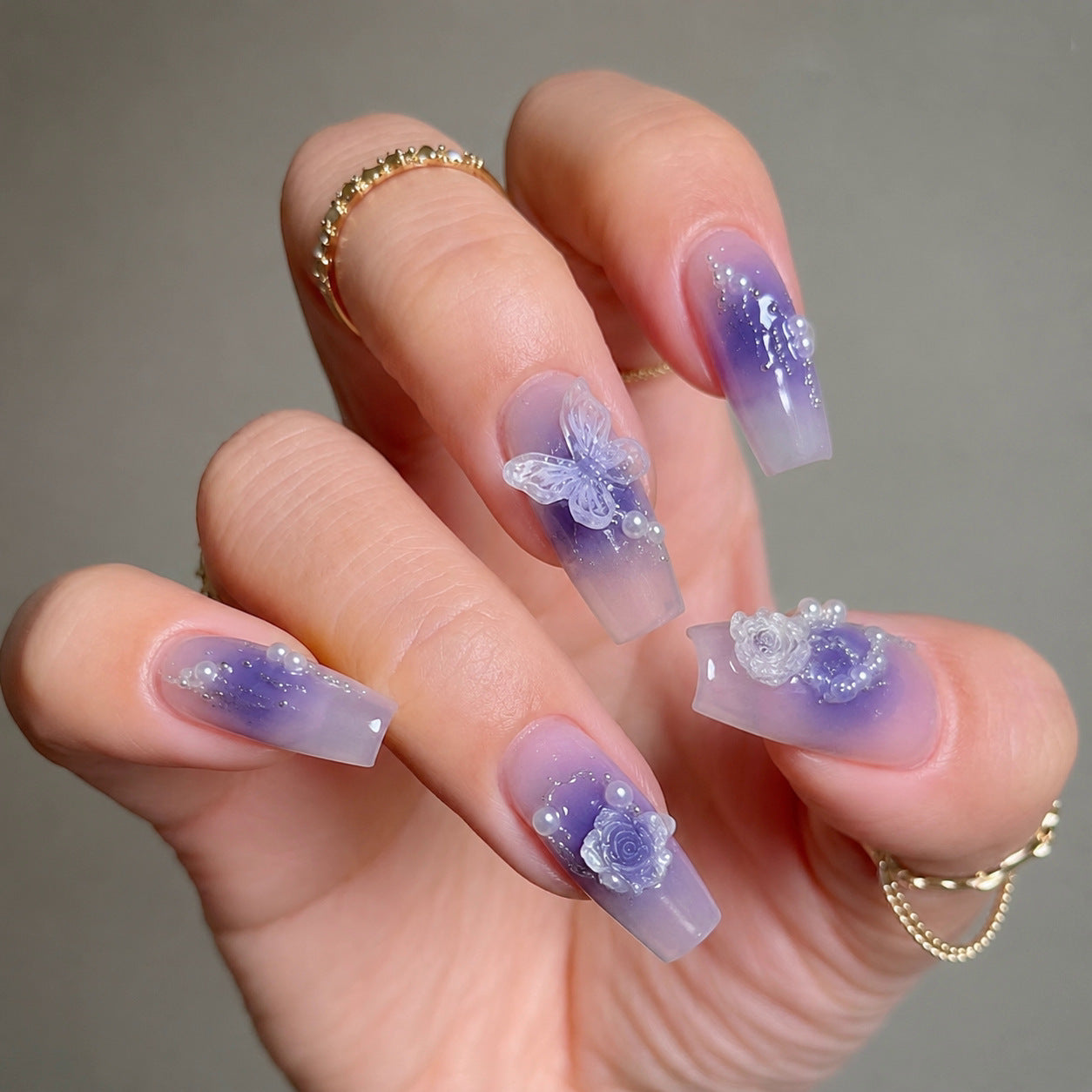 Künstlerische Schmetterlings-verzierte Press-On Nagelverlängerungen Brehn