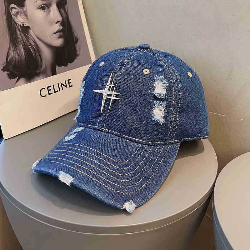 Unisex Zerrissene Denim-Baseballmütze Brehn 1784188338