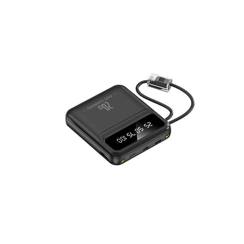 Tragbare Powerbank mit integriertem Ladekabel und digitaler Anzeige Brehn