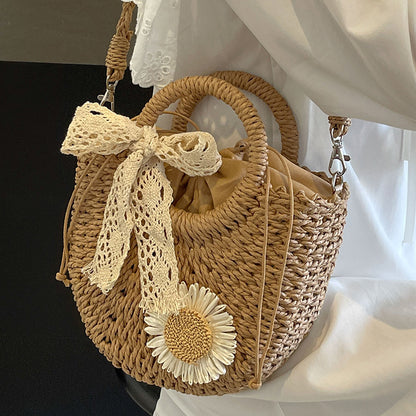 Handgefertigte gewobene Blumen-Akzent-Tasche
