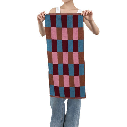Weiches Frottee-Hand- und Badetuch-Set aus Baumwolle mit geometrischem Karo-Muster