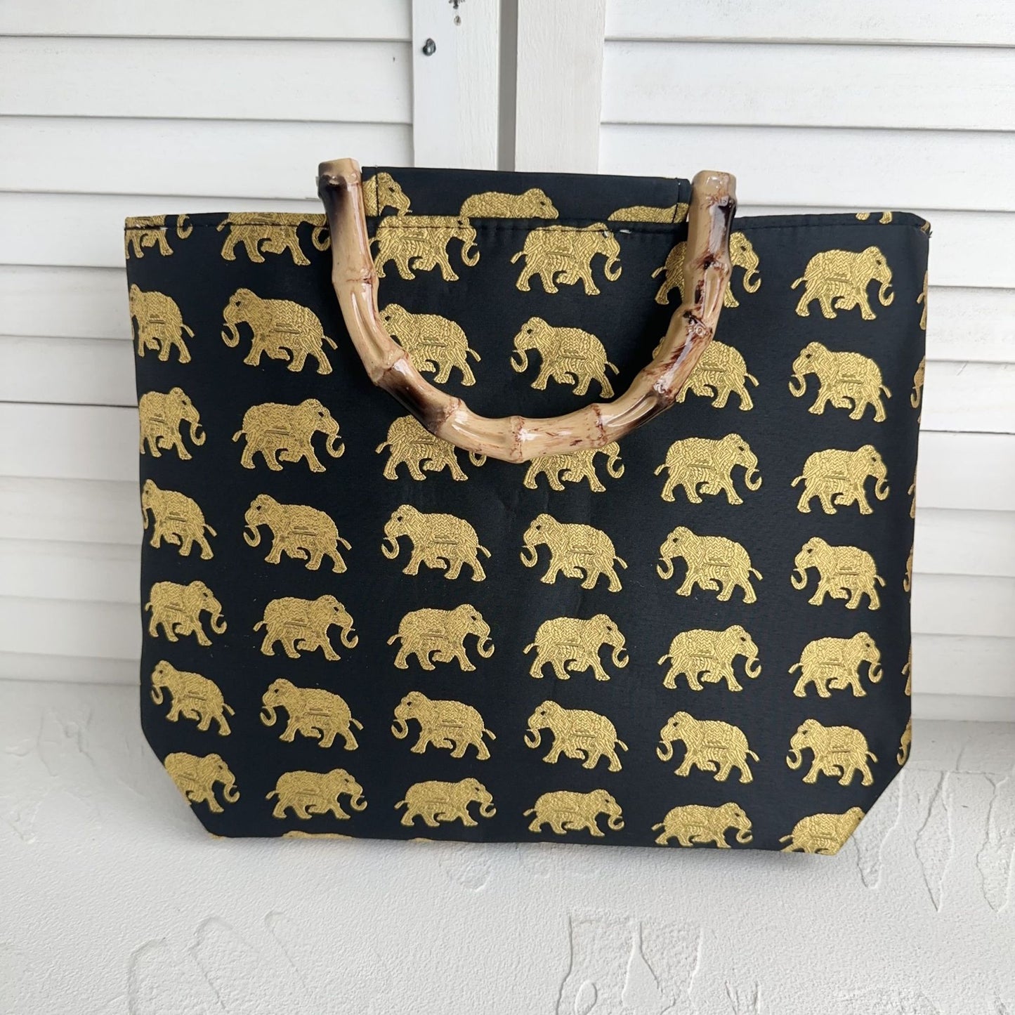 Stilvolle Baumwolltasche mit Bambusgriffen Brehn