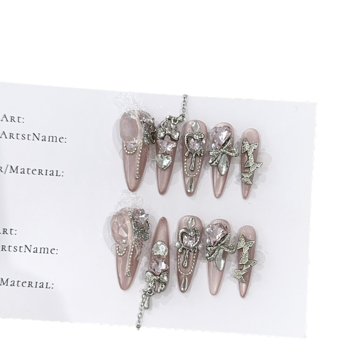 Glamouröse mit Strass verzierte Stiletto Press-On Nägel