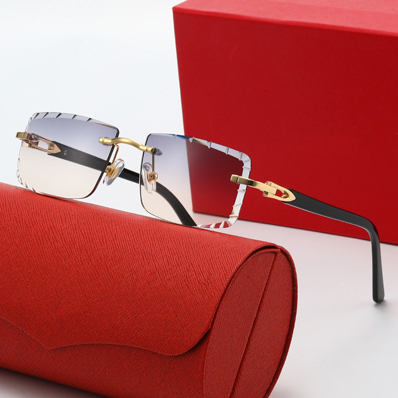 Damen modische quadratische Sonnenbrille mit goldenem Metallakzent und edlem Rahmen Brehn