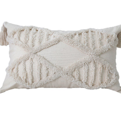 Bohemian tufted Baumwolle Lendenkissen mit clusterfringe Textur und Eckenquasten