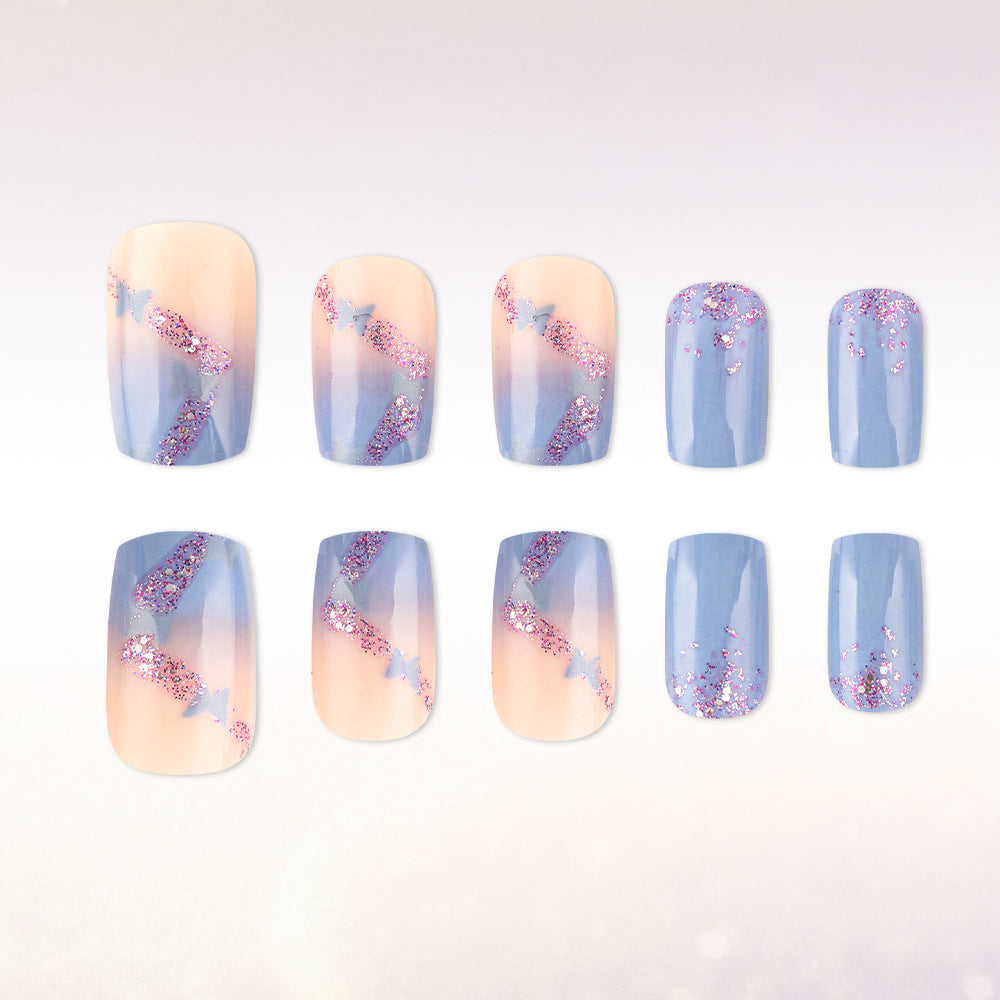 Künstlerische Glitzer Ombre Press-On Nägel Brehn