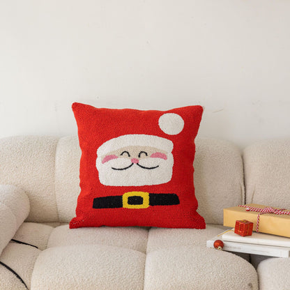 Quadratisches Holiday-Tufted Baumwoll-Wurfkissen mit Quaste-Ecken und Applizierten Weihnachtsbäumen