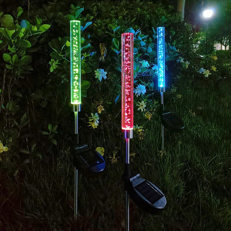 RGB Blubbernde Acryl-Gartenstecker Mit Verstellbarem Edelstahlspike Und Dämmerungs-zu-Hell-Sensor Brehn