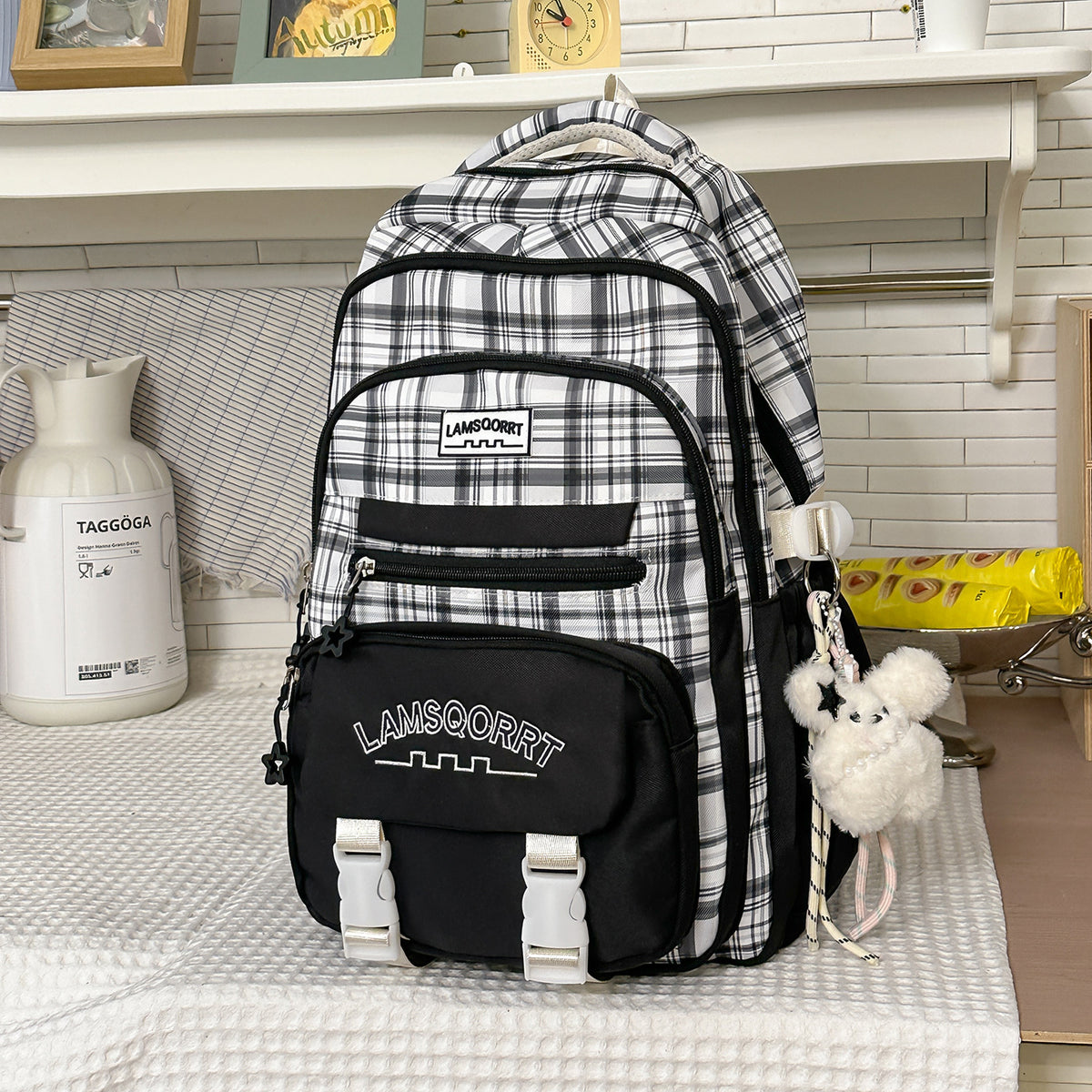 Stylische Karomuster-Rucksack Brehn
