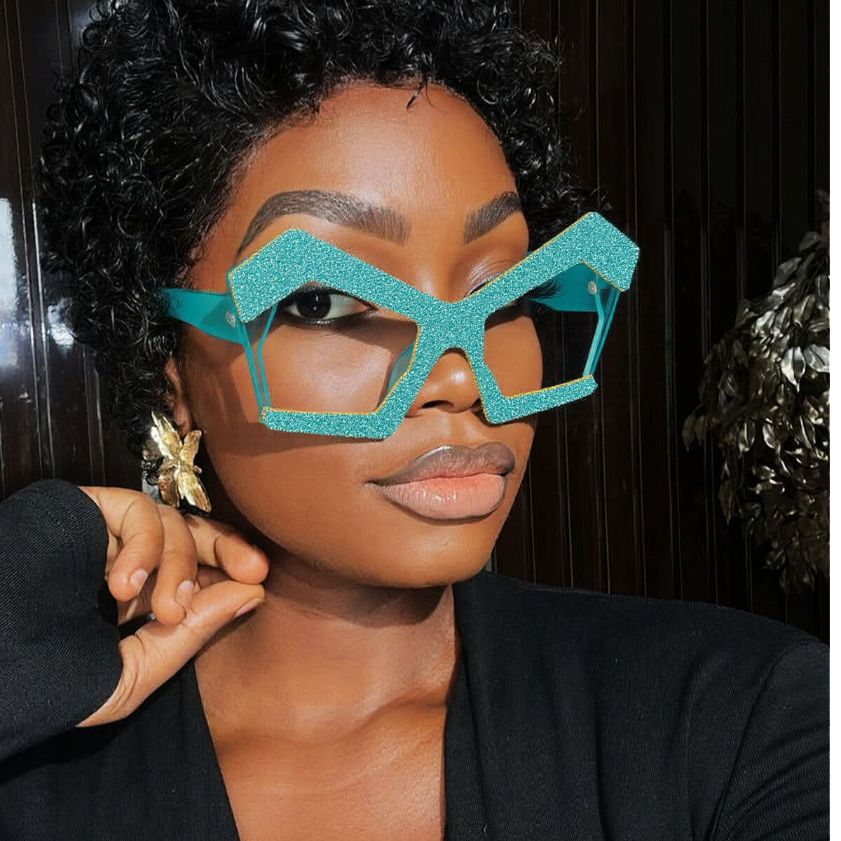 Damen Funkelnde Cat-Eye-Sonnenbrille mit extravagantem Strassrahmen Brehn