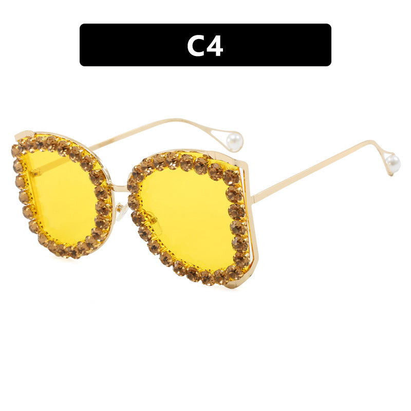 Damen extravagante Katzenaugen-Sonnenbrille mit funkelndem Strassrahmen Brehn