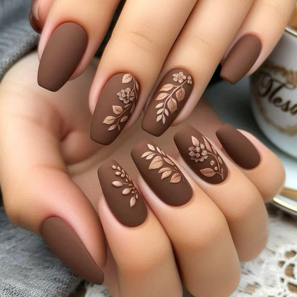 Elegante florale matte Press-On Nägel Brehn