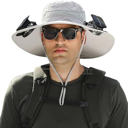 Sonnenhut mit solarbetriebenem Ventilator und breiter Krempe Brehn