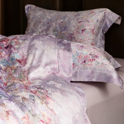 Luxuriöses florales Satin-Gefühl Bettbezug-Set