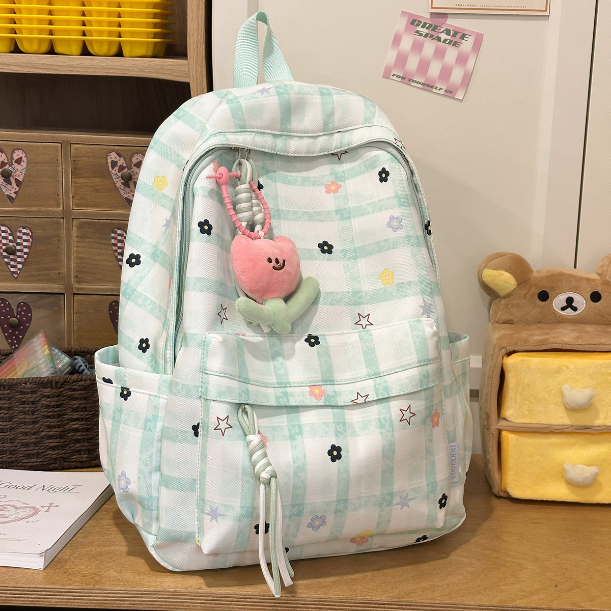 Stylische Schachbrettdruck-Rucksack Brehn