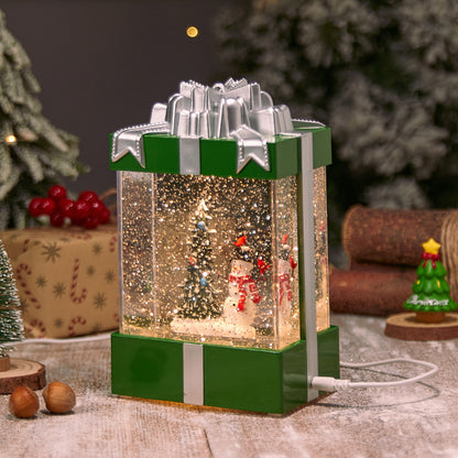 Beleuchtete Weihnachtslaterne mit Schnee- und Weihnachtsmotiv Brehn