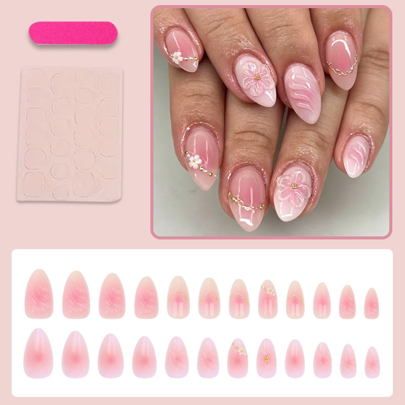 Kunstnagelset mit zarten Blüten- und Ombre-Designs Brehn