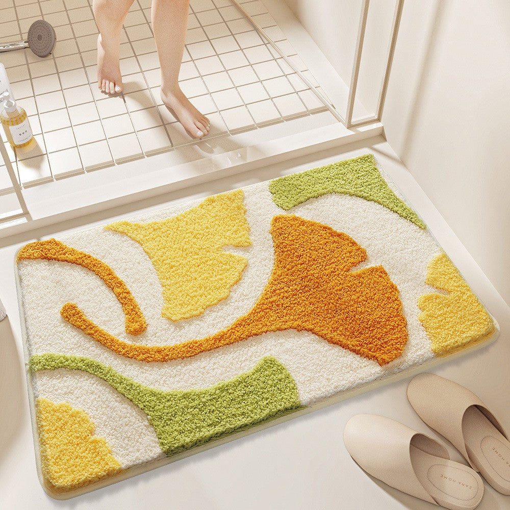 Blattdesign Plüsch Badezimmermatte Brehn
