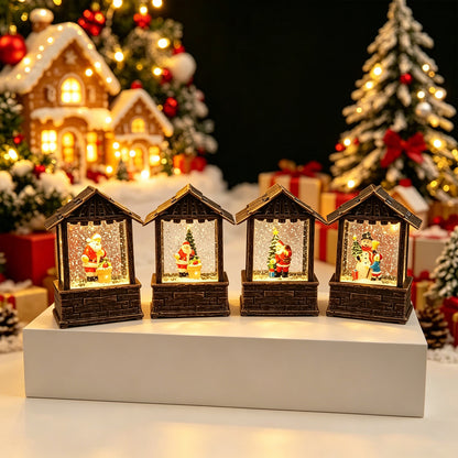 Weihnachtslaterne mit Schneekugel und LED-Beleuchtung Brehn