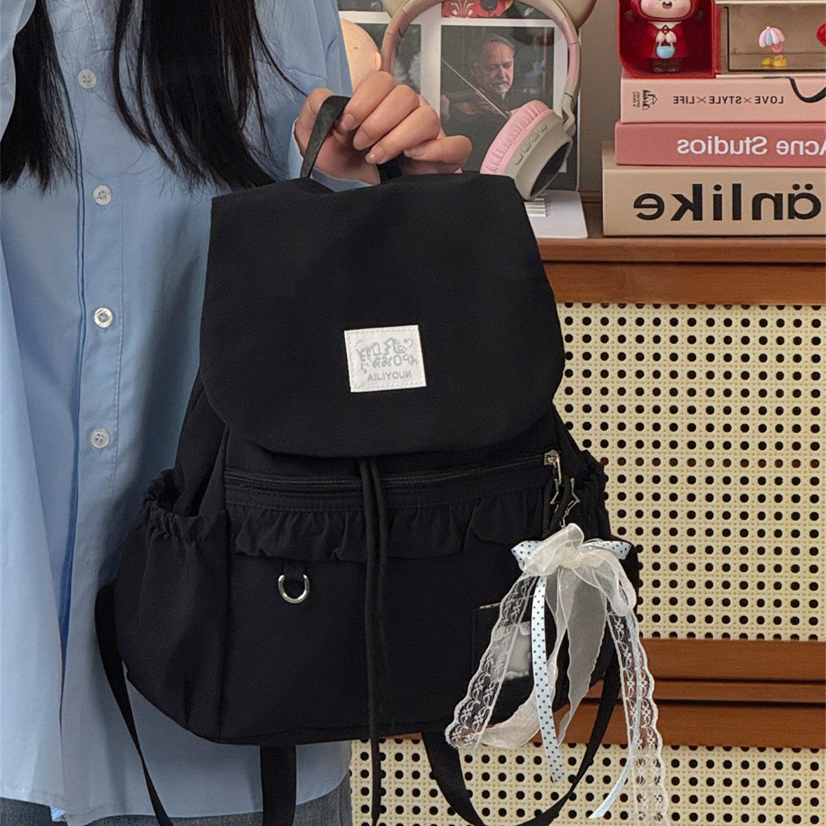 Stylischer Rüschendesign Schulrucksack Brehn