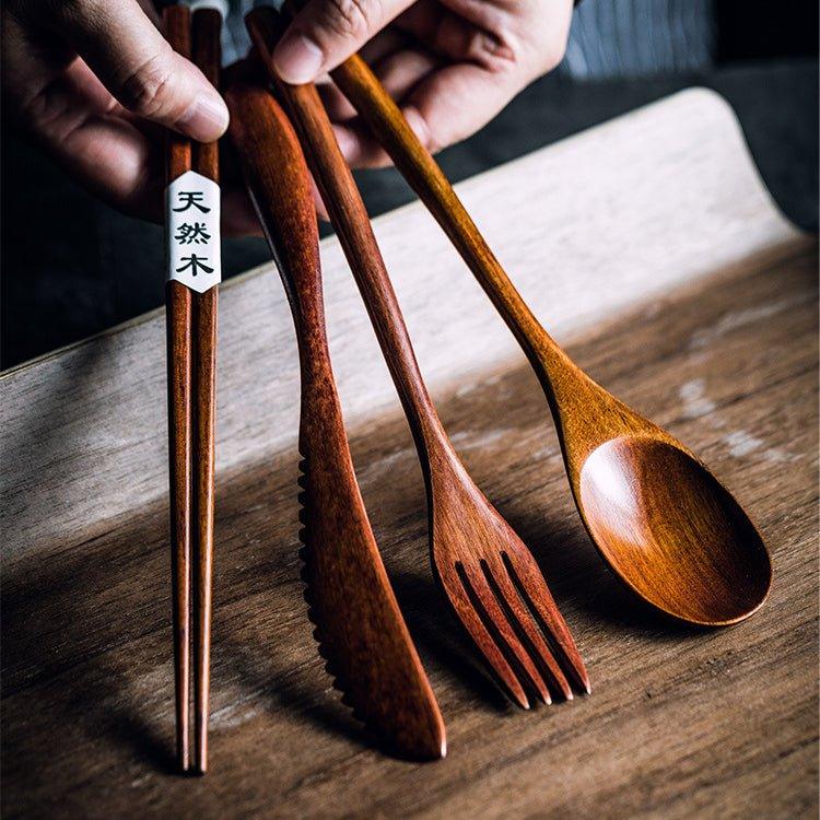 Japanischer schlichter Stil Holzbestecksets | Brehn