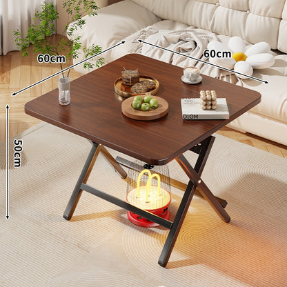 Faltbarer quadratischer Kaffee- und Beistelltisch mit Marmor-Effekt-Top und zusammenklappbarem X-Beinrahmen