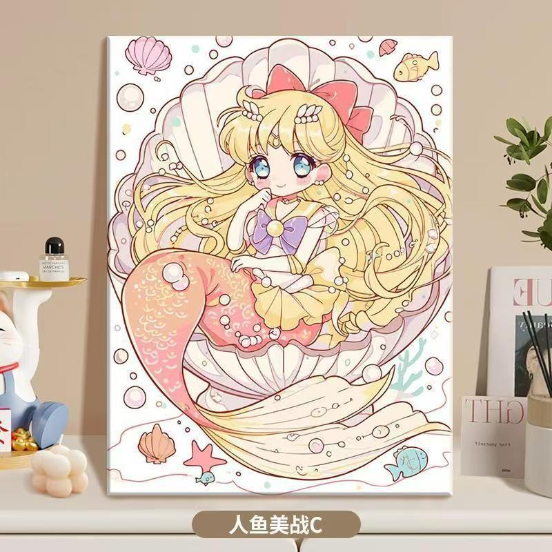 Anime-inspirierte Meerjungfrau Illustrationsleinwandkunst Brehn