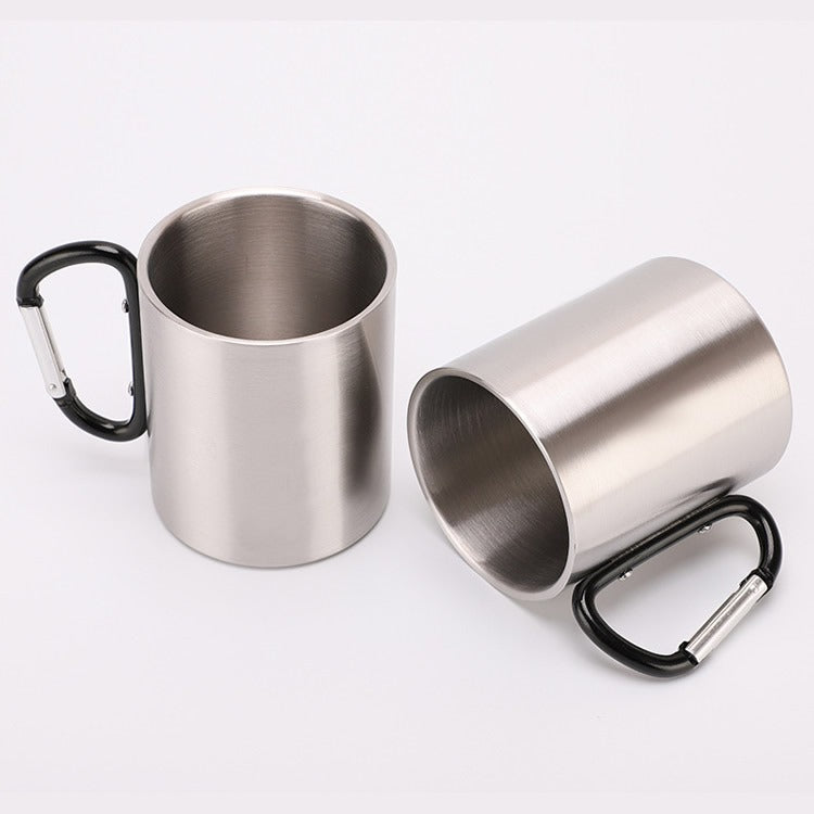 Damen Edelstahl Kaffee-Becher mit Karabiner Griff Brehn