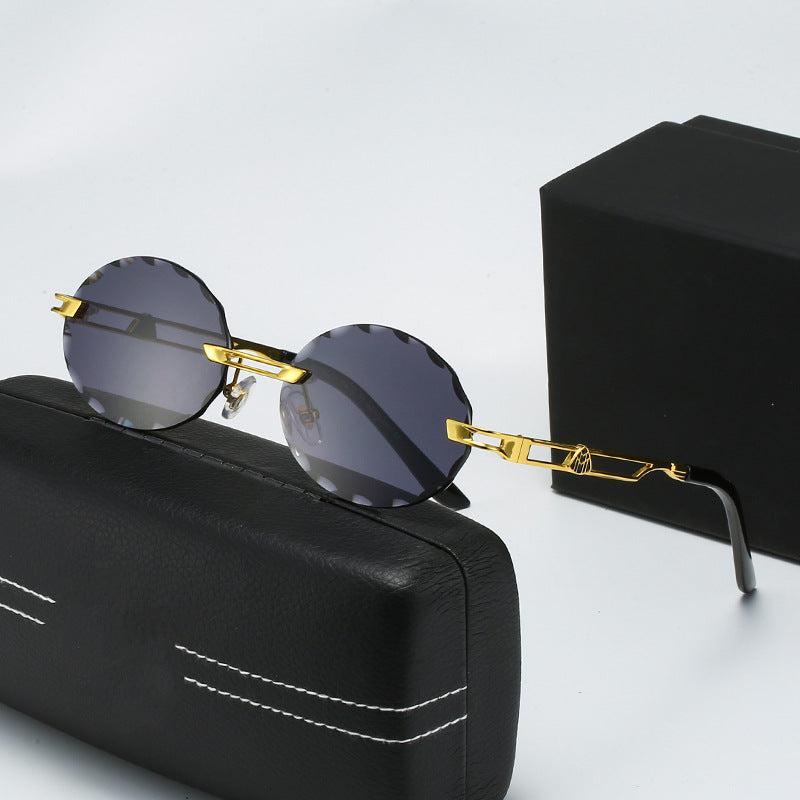 Damen runde Sonnenbrille mit einzigartigem Wellendesign und hochwertigem Metallrahmen Brehn