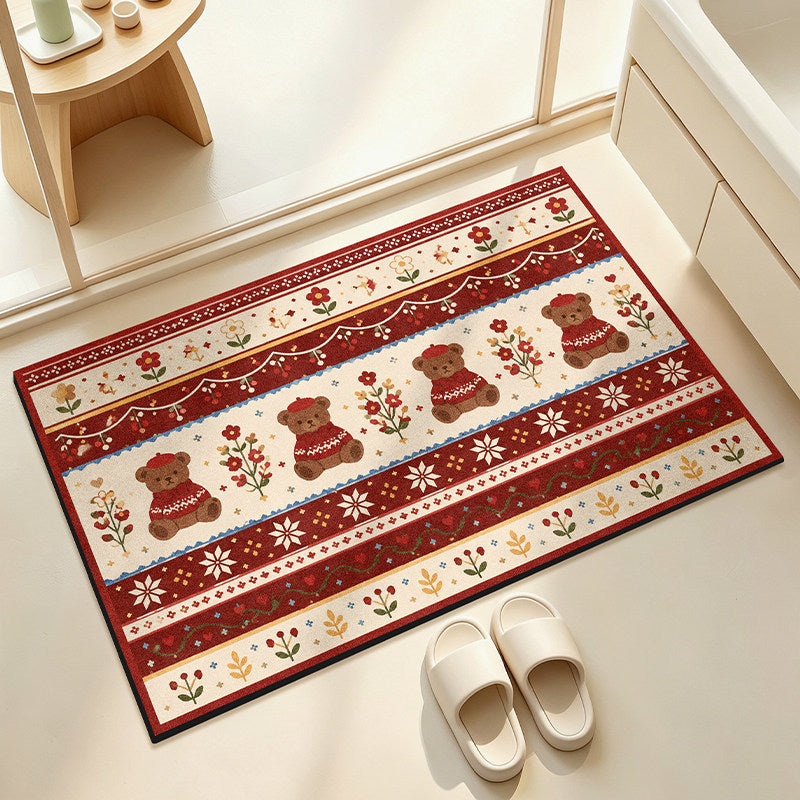 Weicher floral gemusterter Badezimmerteppich