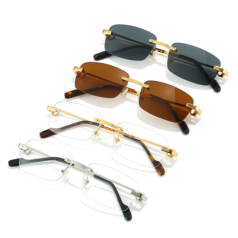 Damen modische rechteckige Sonnenbrille mit filigranem Metallrahmen Brehn