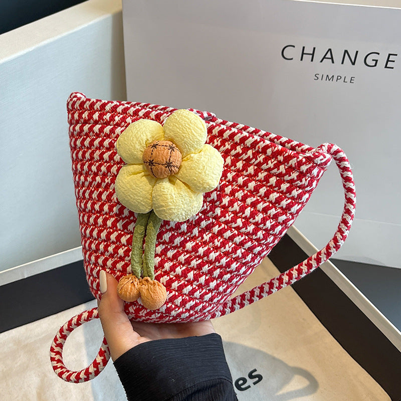 Dekorative Flora Woven Bucket Bag